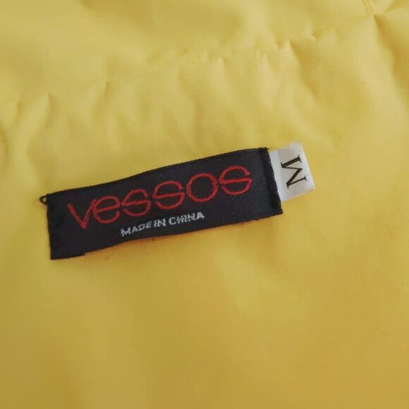 Vessos Womens Yellow Hooded Packable Zip Up Rain Coat Snap Button Pockets Med - Picture 9 of 14